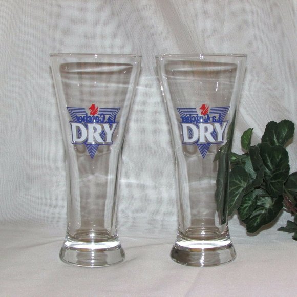 2 Labatt Dry Pilsener Draft Beer Glasses Brewery Branded Barware Glassware - Picture 3 of 7